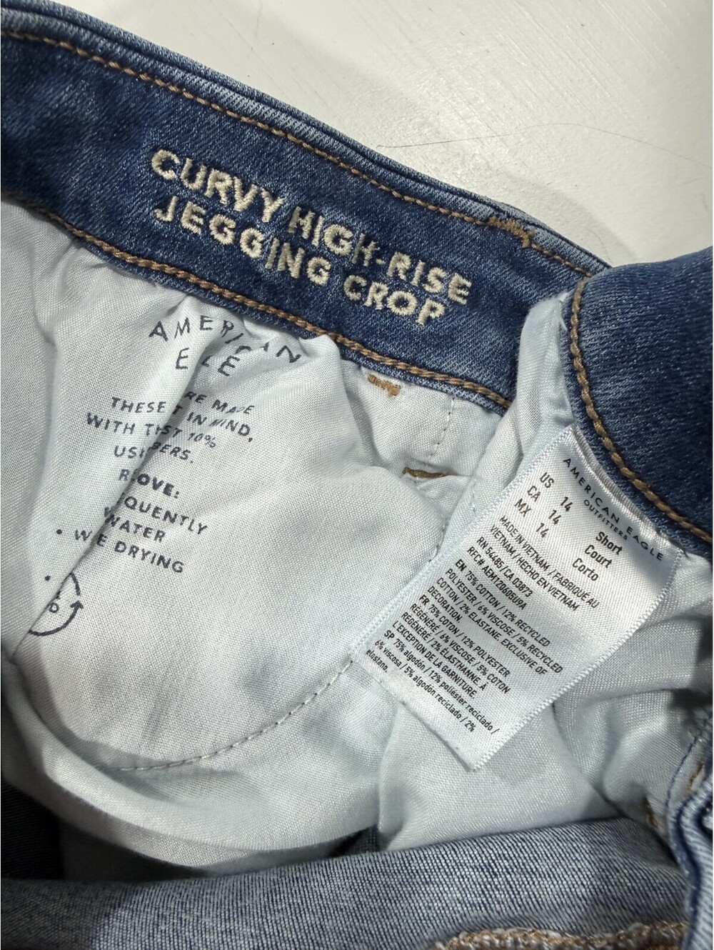 American Eagle Curvy High-Rise Jegging Crop Womens 14 Short Blue Jeans - Picture 10 of 10